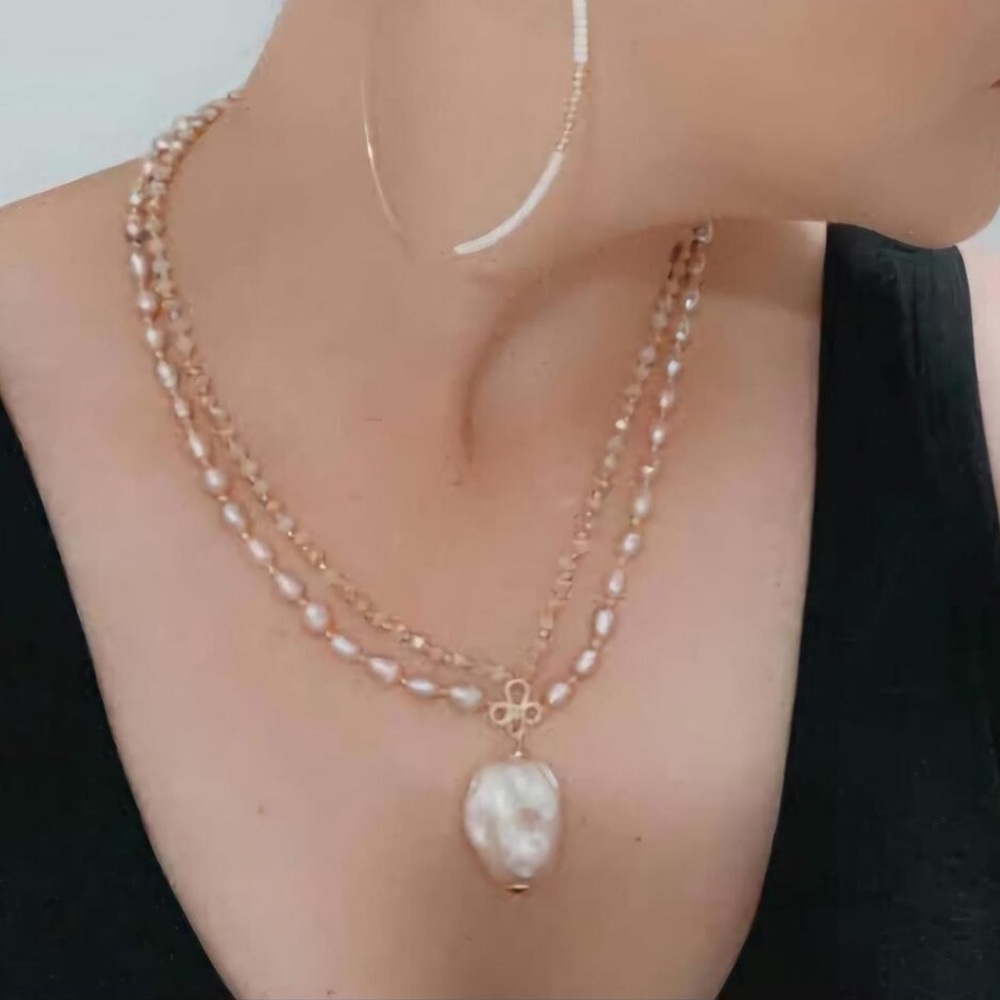 NEW Park Lane Luna Genuine Freshwater Pearls & Glass Pearls Pink Necklace - Picture 2 of 15